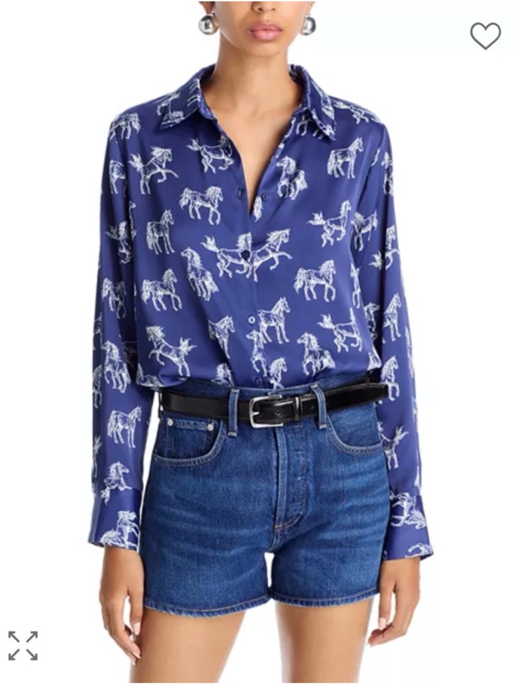 NWOT Aqua Blue Shirt with White Horse Print
